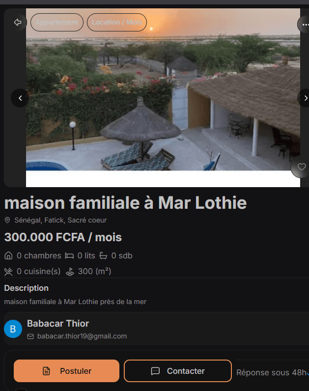 Dashboard PropBoost montrant des annonces immobilières